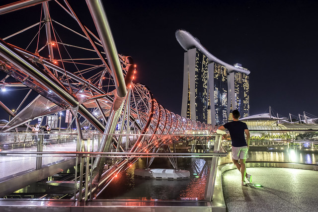 Marina Bay Sands and Helix Bridge, Singapore