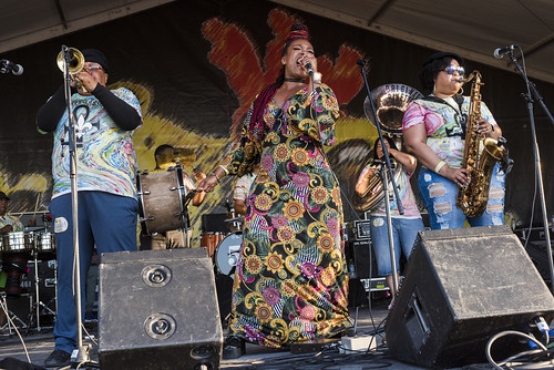 Orginal Pinettes Brass Band during Jazz Fest day 3 on April 27, 2019. Photo by Ryan Hodgson-Rigsbee RHRphoto.com