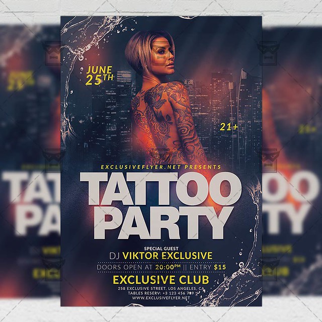 Tattoo Party Flyer - Club A5 Template