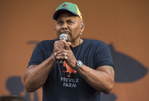 Trombone Shorty & Orleans Avenue with Nevilles at Jazz Fest 2019 day 8 on May 5, 2019. Photo by Ryan Hodgson-Rigsbee RHRphoto.com