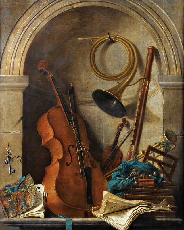 Nicolas-Henry Jeaurat de Bertry - Nature Morte en Trompe L'Oeil aux Instruments de Musique et au Livret de Castor et Pollux de Rameau