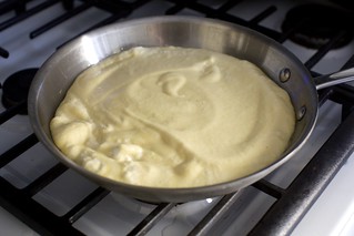 spread the batter in buttered pan