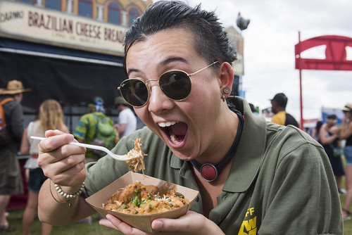 Marion Eats! Colombo de Poulet (Martinican Chicken Curry) at Jazz Fest day 5 on May 2, 2019. Photo by Ryan Hodgson-Rigsbee RHRphoto.com