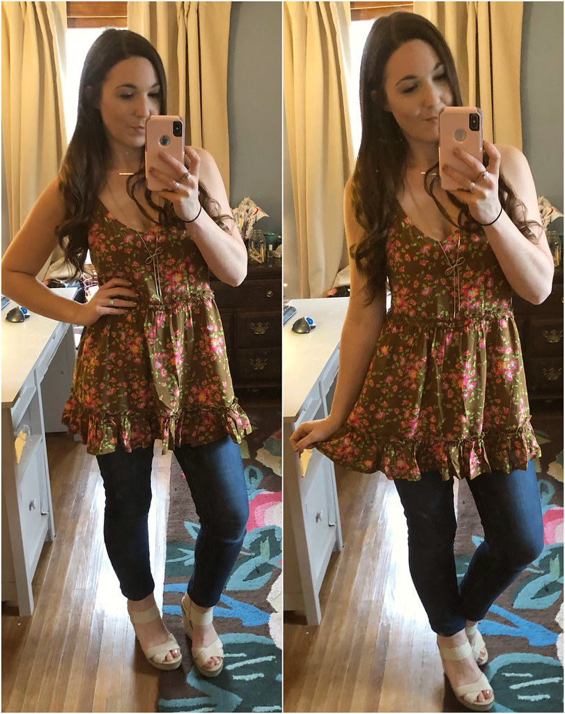 matilda jane brown floral tank on a whim top