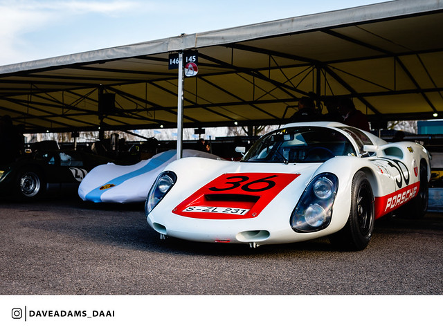 1967 Porsche 910 (Entrant/Driver Jurgen Rudolph and Uwe Bruschnik) at the 2019 Goodwood 77th Members Meeting