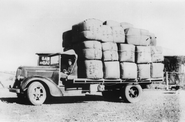 John Bates with a laden truck, Boulia, Queensland, ca. 1940
