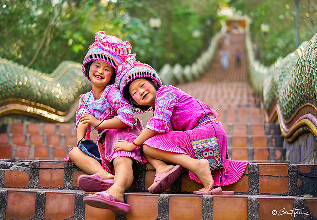 Two Sweet Girls at Doi Suthep Temple, Thailand - Ben Heine Photography