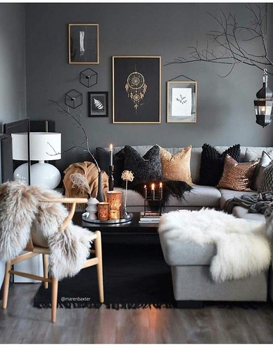 Dark but calming living room ideas. Greys. Neutral color furniture. | by jolinegoldsby55433
