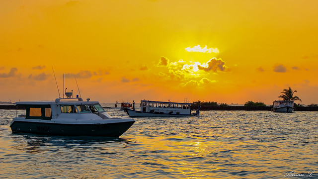 Male port, maldives. Capture this great sunset while waiting boat pickup