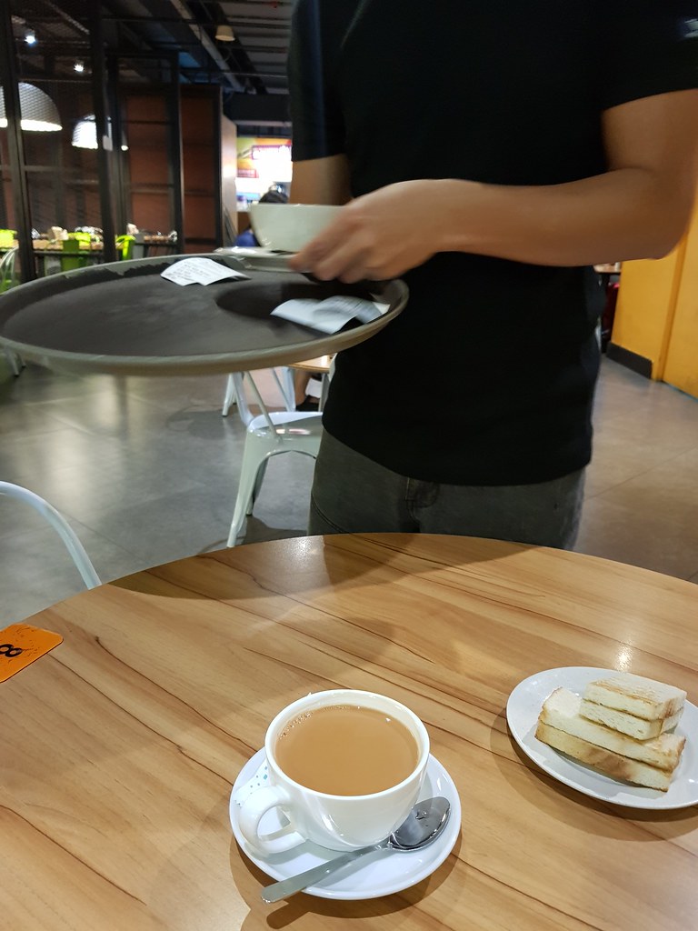 奥美加半生熟蛋配烧面包和港式丝袜奶茶 Omega Egg w/Kaya Butter Toast & Milk Tea rm$4.90 @ Pat Kin Pat Sun Cafe 不见不散茶餐厅, Klang Parade