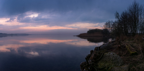 reflection sky sunrise lake clouds