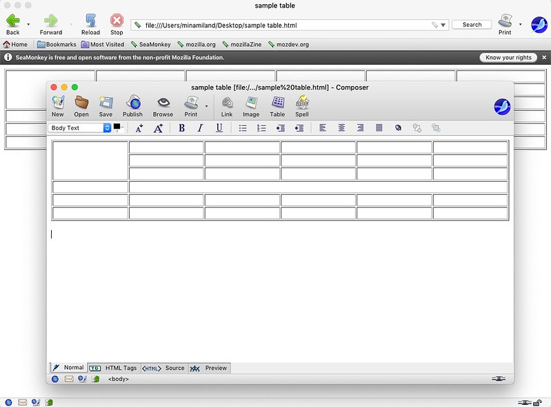 SeaMonkey editor