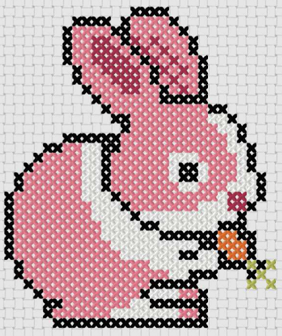 Preview of Simple cross stitch patterns for kids: Little Bunny