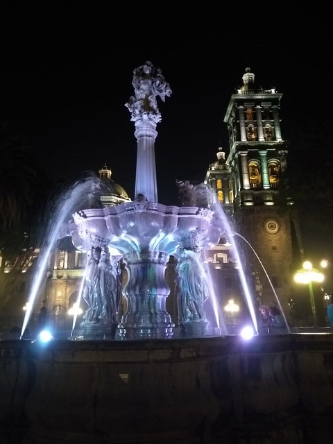 Puebla Zocalo at night