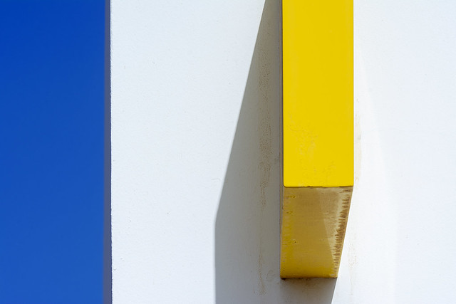 Yellow, white and blue