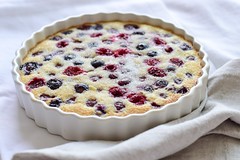 Cherry, berry and almond clafoutis