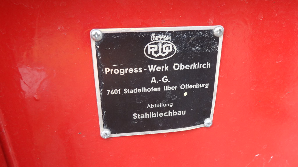 1962 Herstellerschild Feldküche von Progress-Werk Oberkirch AG in Stadelhofen Regattastraße 192 in 12527 Berlin-Grünau