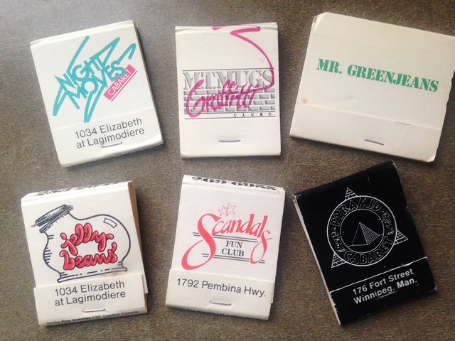 Local Winnipeg matchbooks from circa 1985.