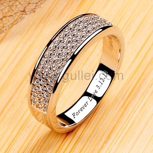 Gullei.com 0.1 Carat Diamond Eternity Engagement Ring with Names