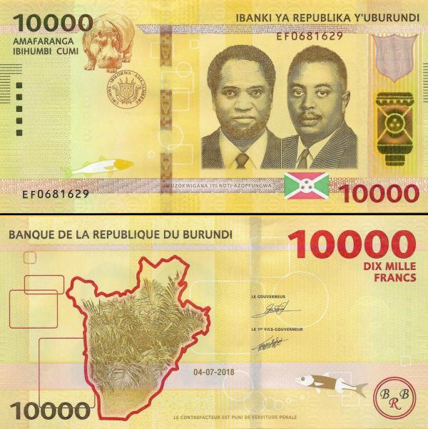 10.000 Frankov Burundi 2018 P54b