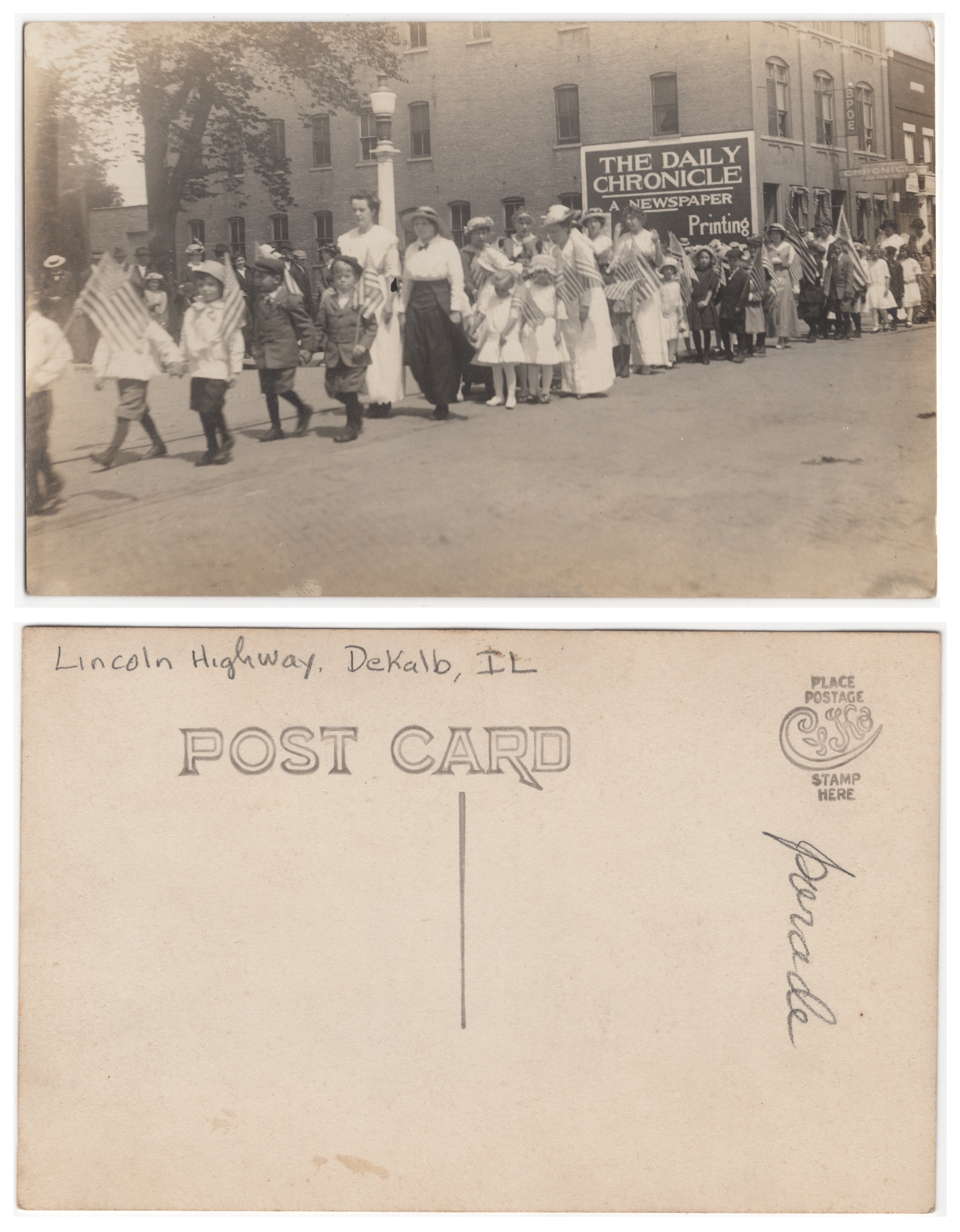Postcard - DeKalb - Lincoln Hwy - 1904