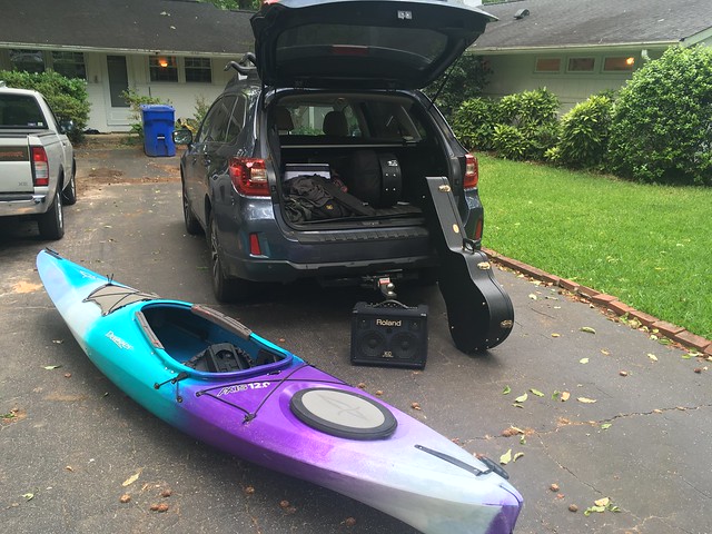 Unload music gear.  Load kayak gear.  Unload kayak gear.  Load music gear.  Rinse.  Repeat.