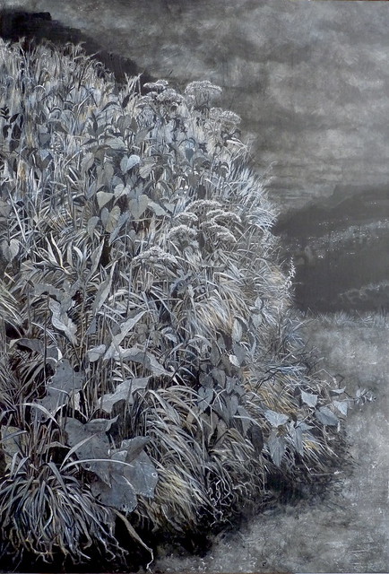 Talus noctis - Lavis sur papier marouflé - 122 x 82 cm