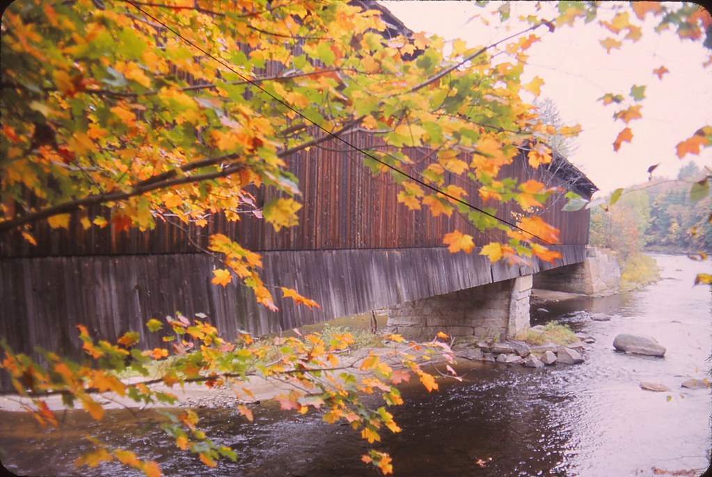 New England Covered Bridge in Fall
