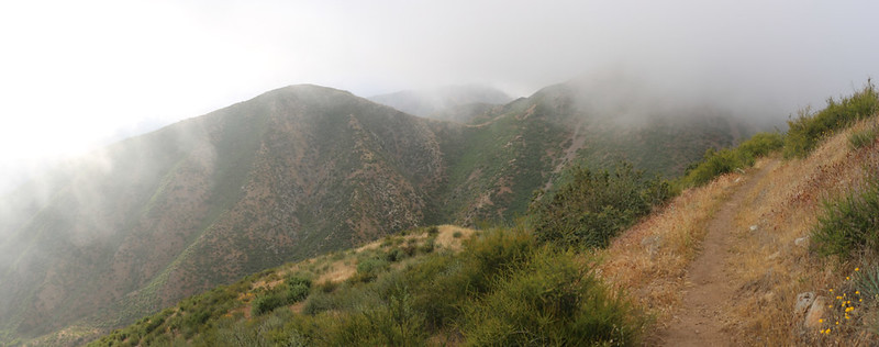Clouds and wind as we descend into Lone Pine Canyon on the PCT