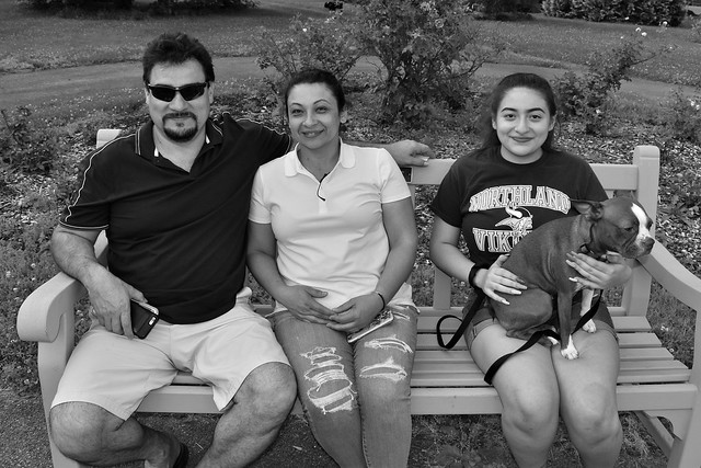 Family with Boston Terrier Dog, Park of Roses 6/2/19