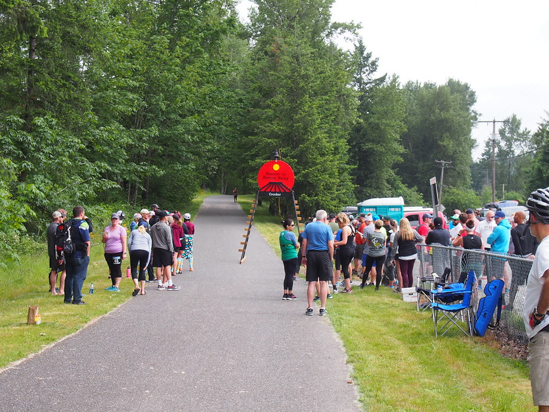 Rainier to Ruston Relay Station: This relay run started on the unimproved section of trail between South Prairie and Wilkeson, and went all the way to Ruston.  There was a lot of hullabaloo from both folks at the stations and drivers in the area.