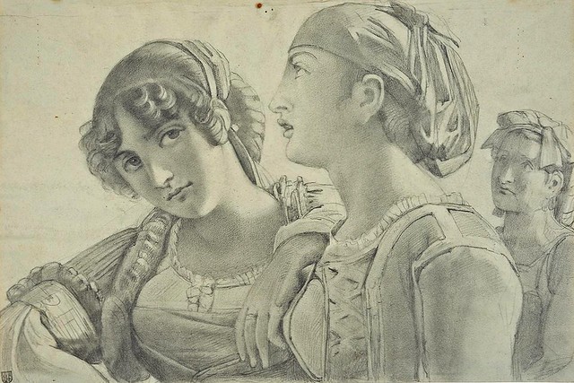 Louis Léopold Robert (1794-1835) - L'Improvisateur napolétain bustes de trois femmes
