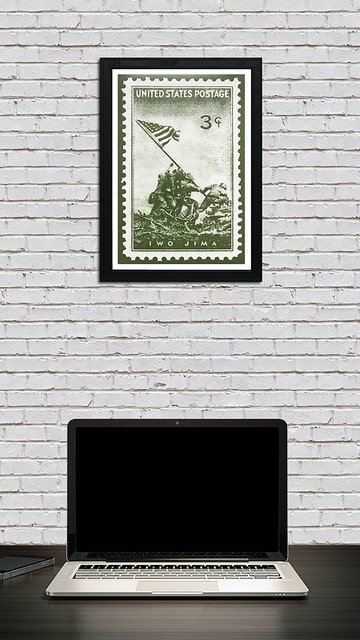 Iconic Iwo Jima Marines Postage Stamp Art Poster