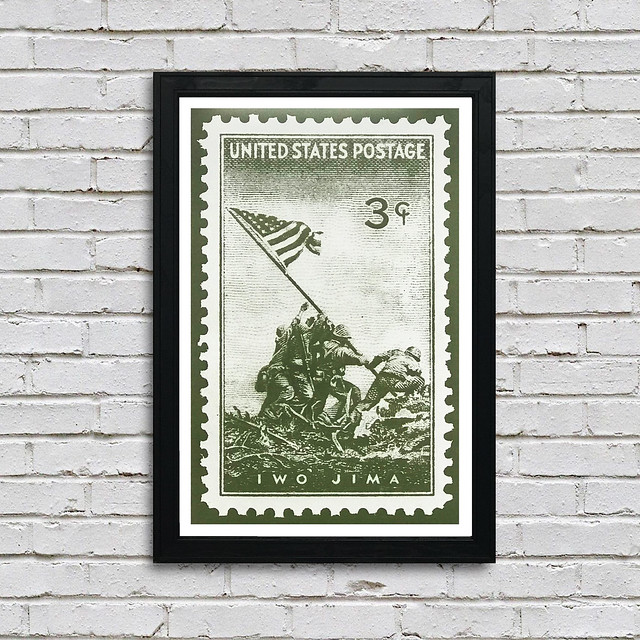 Iconic Iwo Jima Marines Postage Stamp Art Poster
