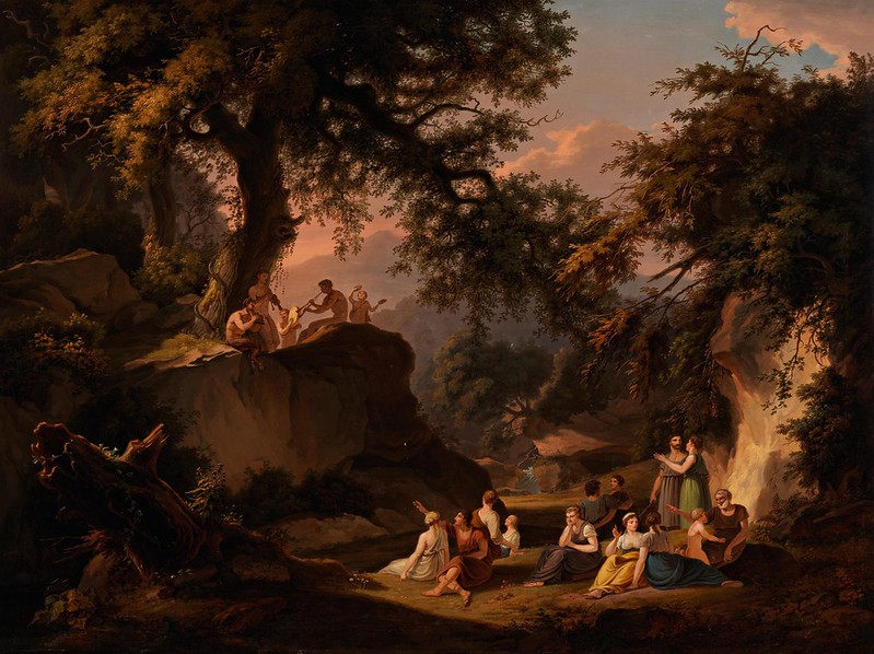Albert Christoph Dies (1755-1822) - Arcadian scene with music-making Pan (1802)