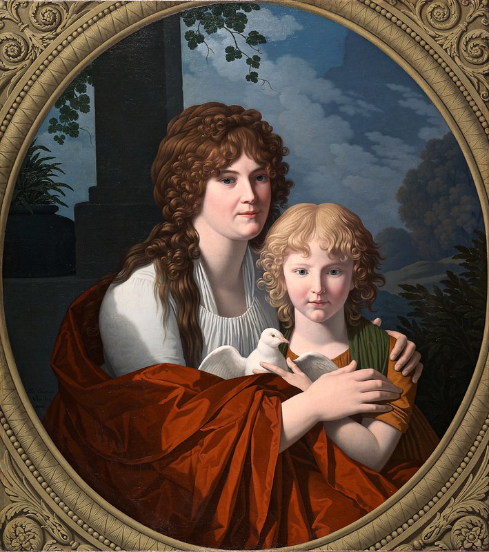 Gabriel Constant Vaucher (1768-1814) - Portrait d’une femme et d’une enfant tenant une colombe (1800)