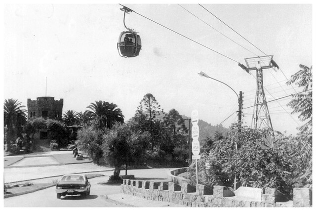 Hablando del teleférico de los años 80 aquí lo vemos con el  Torreón Victoria donde estaba muy antiguamente observatorio El Salto