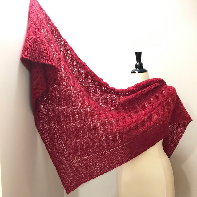 Lucie finished the ginormous and stunning In Vino Veritas shawl by Paulina Popiolek knit using Baa Ram Ewe Titus