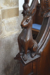 bench end: hare (19th Century)