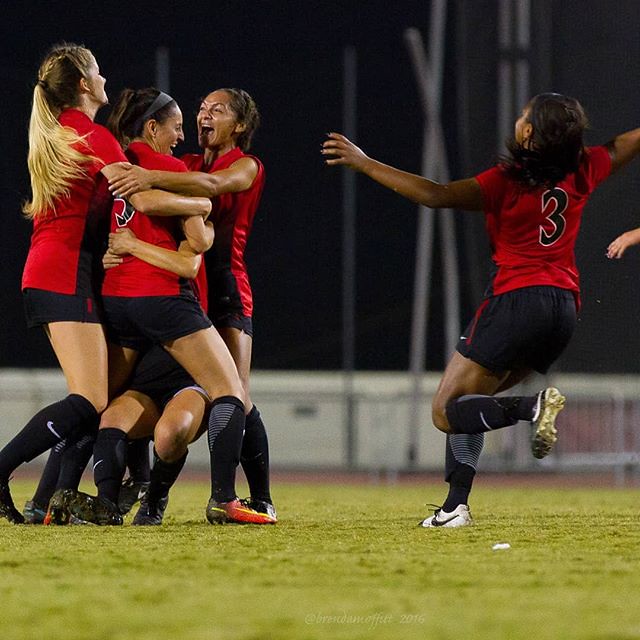 Celebrate the good times. Join me and #celebratewoso with photos of women's soccer at every level during the #fifawwc . @aztecwsoccer players celebrate a teammate's goal during the Mountain West Conference tournament in 2016. I'll be posting photos from m