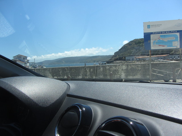Malpica  Harbour, from  the car, Malpica, La Coruña, Galicia, Spain