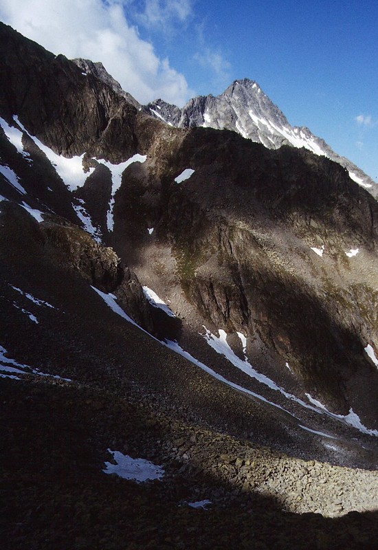 t9401031F | Östliche Knotenspitze (3101 m). Stubaier Alpen, 12.07.1994