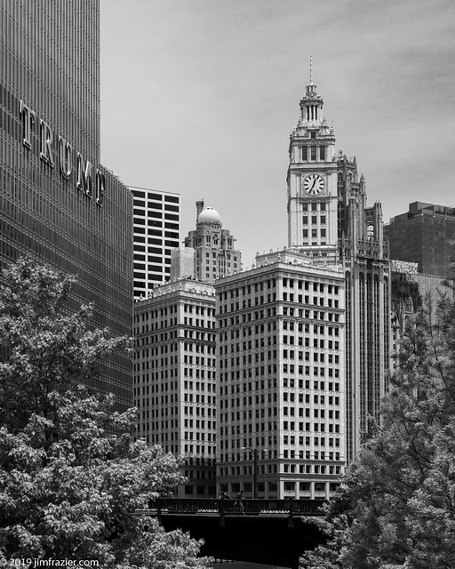 Irv Kupcinet Bridge, Wrigley Building and the Tribune Tower with a side of Trump