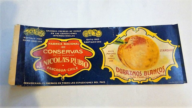 Etiqueta de la Fábrica Nacional de Conservas de Juan Nicolás Rubio de Rancagua 1900