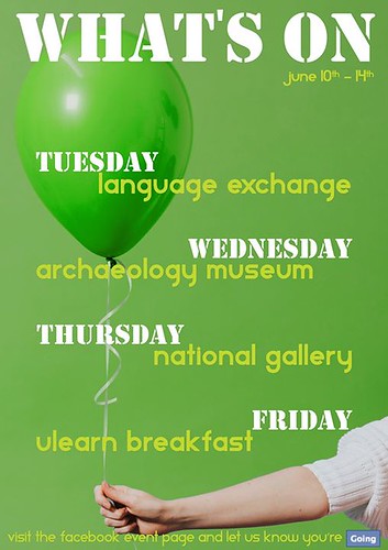 ULearn's social events for the following days are here :) We have a great variety of activities going on this week, make sure to participate!