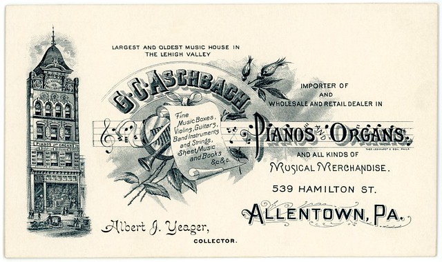 G. C. Aschbach, Dealer in Pianos and Organs, Allentown, Pa., ca. 1901