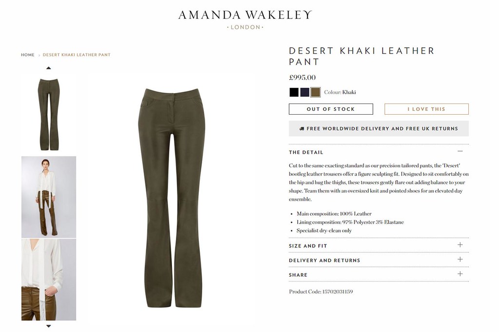 GB - Amanda Wakeley leather trousers webpage | The (in)famou… | Flickr