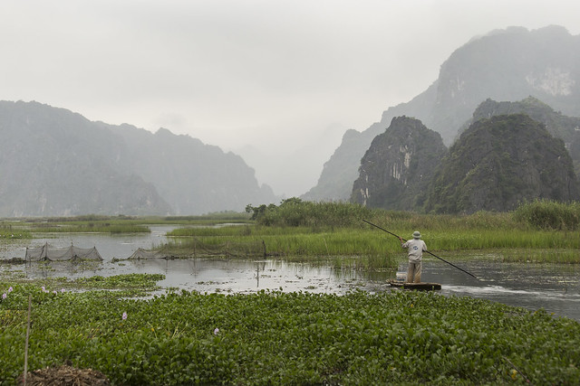 Fishing in Van Long Nature Reserve