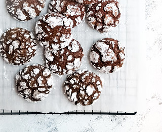 Chocolate Brownie Crinkle cookie with powdered sugar | by michtsang