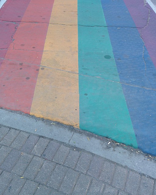 Rainbow sidewalk, Church at Alexander #toronto #churchandwellesley #churchstreet #alexanderstreet #rainbow #sidewalk #lgbtq
